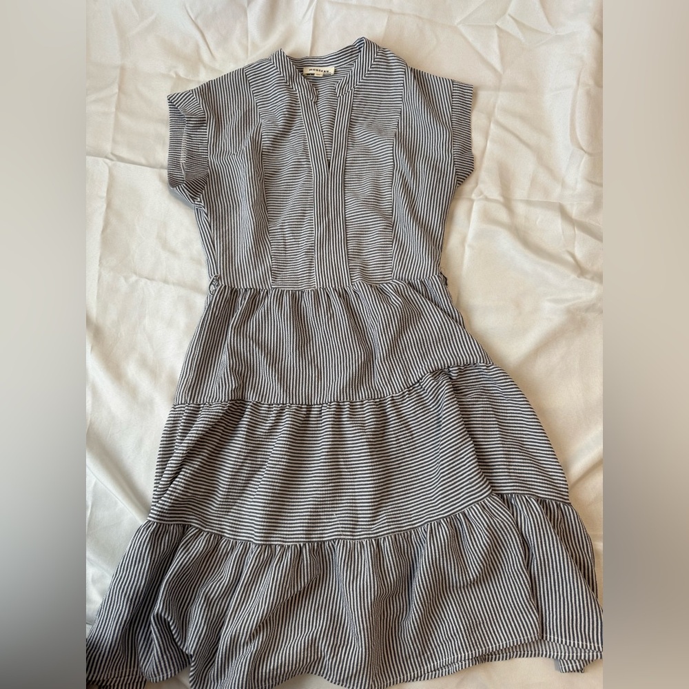 Monteau Gray Ruffled Tiered Midi Sundress